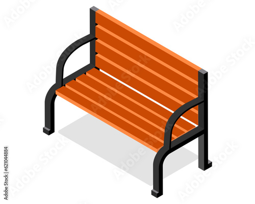 Isometric Bench, usable vector as a garden or school bench 
