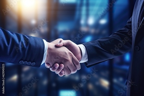 successful negotiate and handshake concept, two businessman shake hand with partner to celebration partnership and teamwork, business deal © Walid