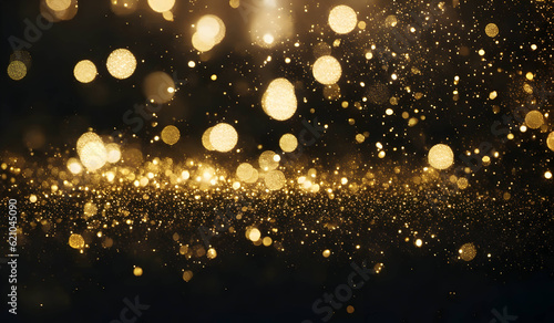 glitter vintage lights background. gold and black