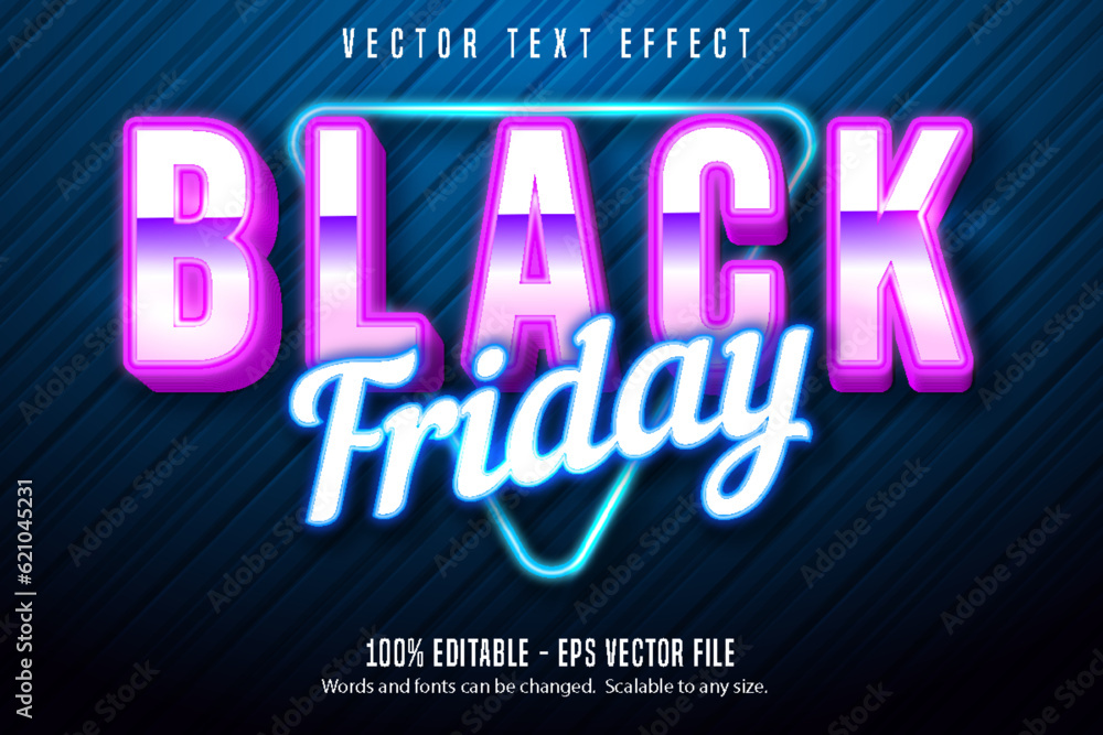 Black friday text, Neon lights signage style editable text effect