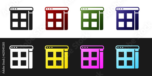 Set Browser files icon isolated on black and white background. Vector