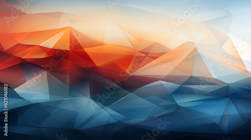 Abstract geometric landscape with intersecting shapes and lines, Digital background Generative AI