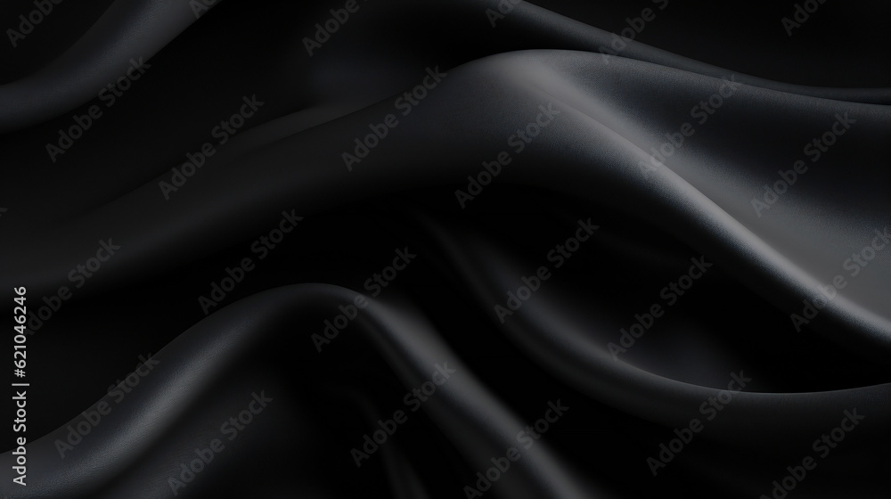 abstract Illustration smooth elegant black satin texture abstract . luxurious black line background. Generation AI