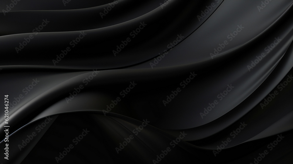 Fototapeta premium abstract Illustration smooth elegant black satin texture abstract . luxurious black line background. Generation AI