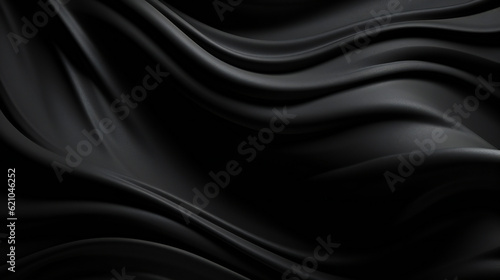 abstract Illustration smooth elegant black satin texture abstract . luxurious black line background. Generation AI