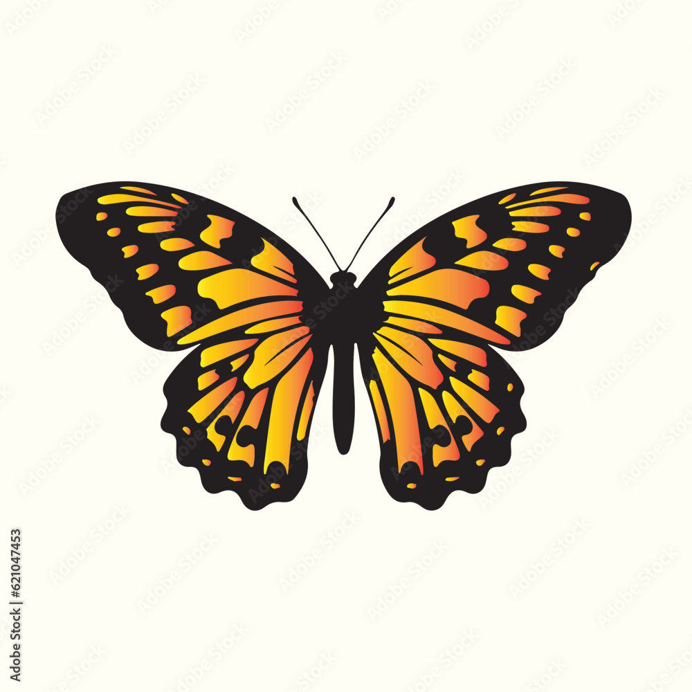 Obraz premium Monarch butterfly silhouette vector illustration background