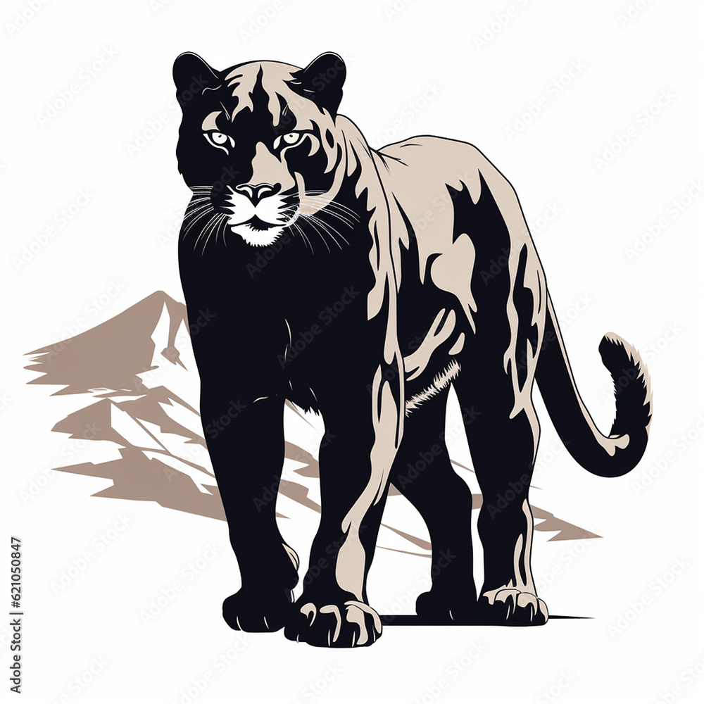 mountain lion illustration isolated on white 