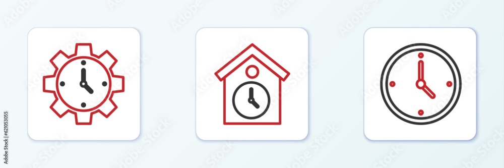 Set line Clock, Time Management and Retro wall watch icon. Vector Set line Clock, Time Management and Retro wall watch icon. Vector
