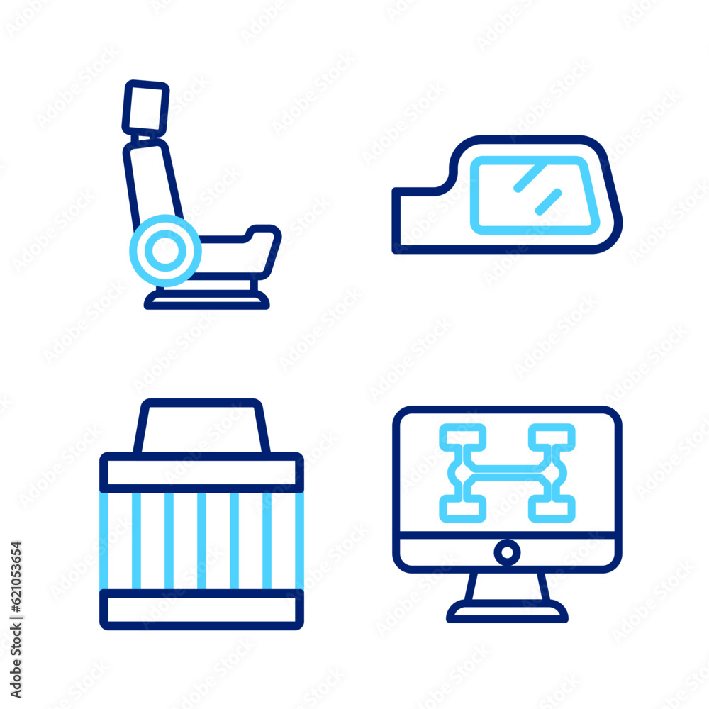 Set line Diagnostics condition of car, Car air filter, mirror and seat icon. Vector Set line Diagnostics condition of car, Car air filter, mirror and seat icon. Vector