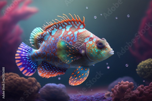 ultra realistic marine animals with vivid colors, Generative AI