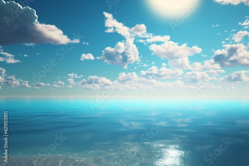 blue sky over sea, Generative AI