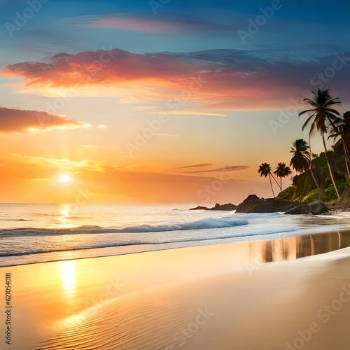 sunset on the beach © Wajid