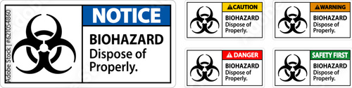 Biohazard Warning Label Biohazard Dispose Of Properly