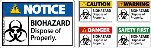 Biohazard Warning Label Biohazard Dispose Of Properly