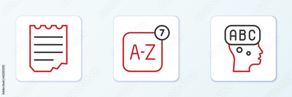 Set line Learning foreign languages, Notebook and Online translator icon. Vector Set line Learning foreign languages, Notebook and Online translator icon. Vector