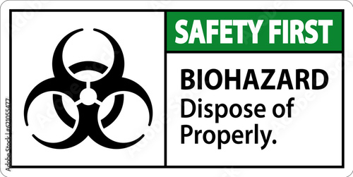 Biohazard Safety First Label Biohazard Dispose Of Properly