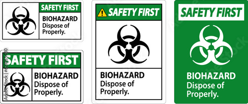 Biohazard Safety First Label Biohazard Dispose Of Properly