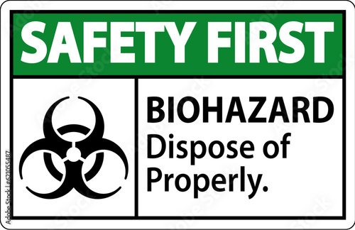 Biohazard Safety First Label Biohazard Dispose Of Properly