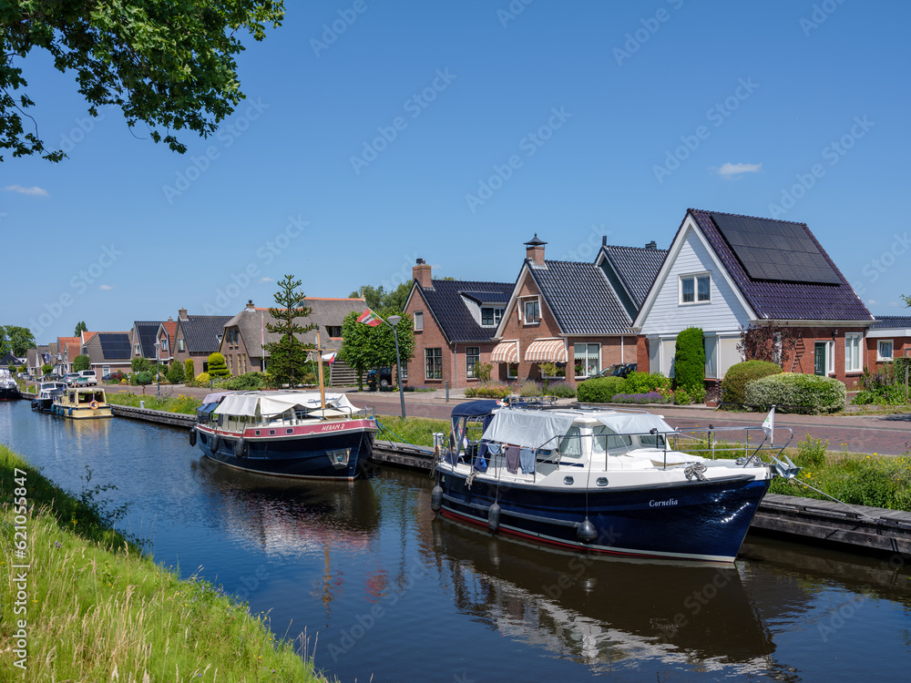 Compagnonsvaart of Appelschastervaart in Appelscha, Friesland province, The Netherlands Compagnonsvaart of Appelschastervaart in Appelscha, Friesland province, The Netherlands