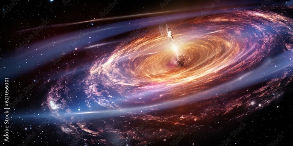 Fototapeta premium AI Generated. AI Generative. Space galaxy universe wormhole. Black time tunnel teleport outer dark cosmos. Graphic Art