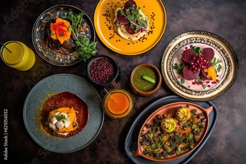 creative and modern take on arabic cuisine with vibrant flavors  textures  and presentation  created with generative ai