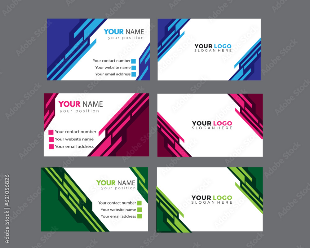 Corporate Business Card Template Design With 3 Color

