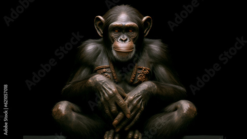 chimpanzee meditando. ia generada