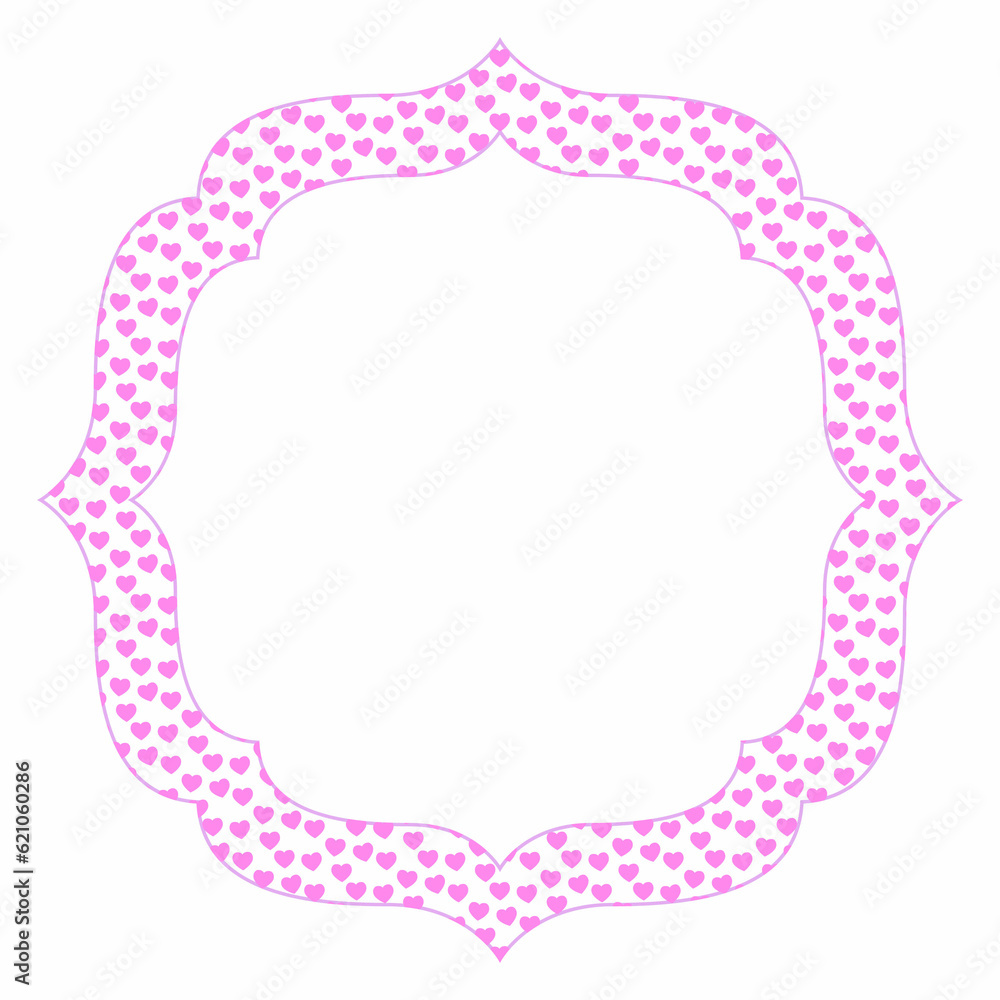 Frame with pink hearts for decoration
