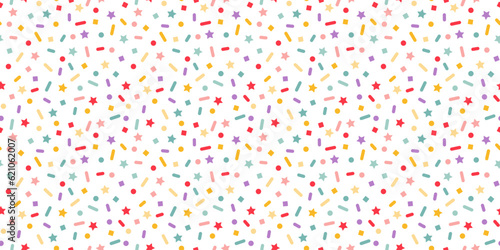 Dotted Seamless Pattern with Color Sprinkles. Colorful Vector Carnaval Confetti Texture. Cake, Ice Cream and Donut Topping Illustration. Funny Kid Festival Background