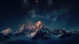 a nighttime view of the Southern Alps peak and the night sky. made using generative AI tools