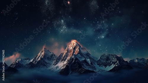 a nighttime view of the Southern Alps peak and the night sky. made using generative AI tools