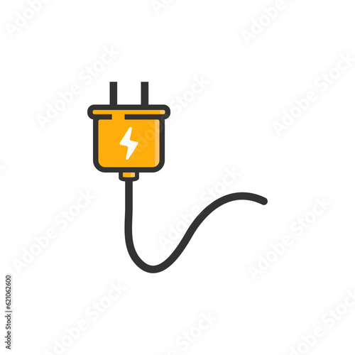 electric plug icon. black icon. Power and plug, connection vector symbol. logo and illustration