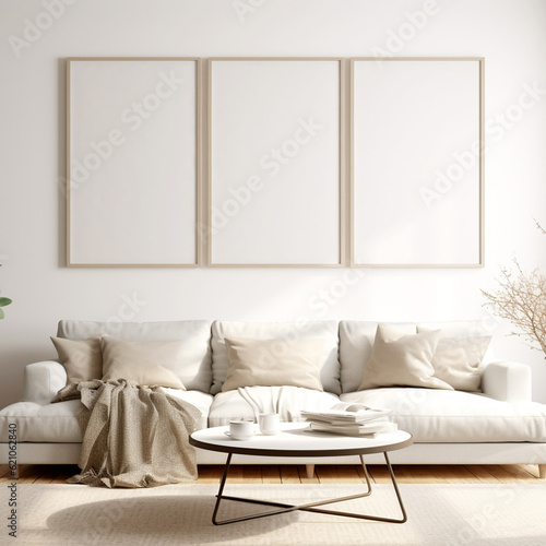 living room 3 set frame mockup hollow white frame mockups compatible vertical frames for poster interior design decorative © YASAR