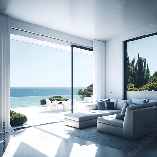 Modern minimalist luxury Villa. AI generated illustration
