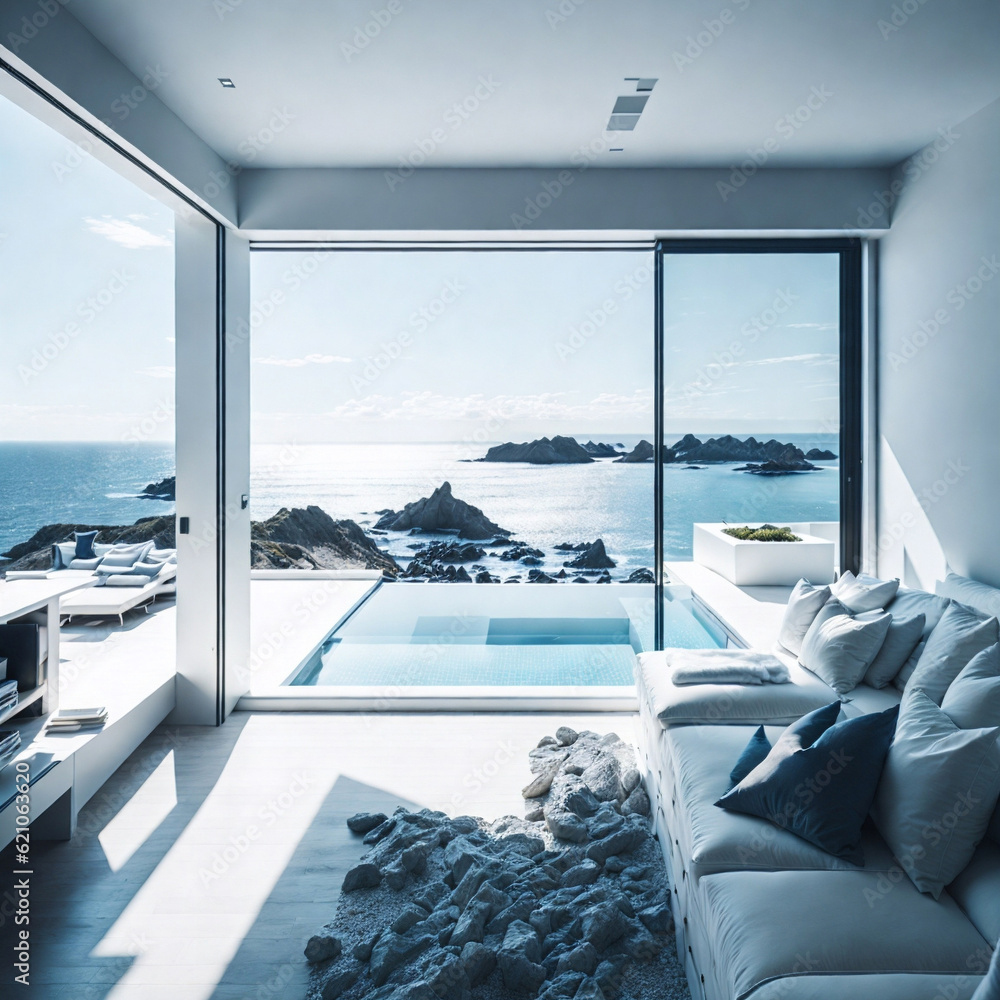 Modern minimalist luxury Villa. AI generated illustration Modern minimalist luxury Villa. AI generated illustration