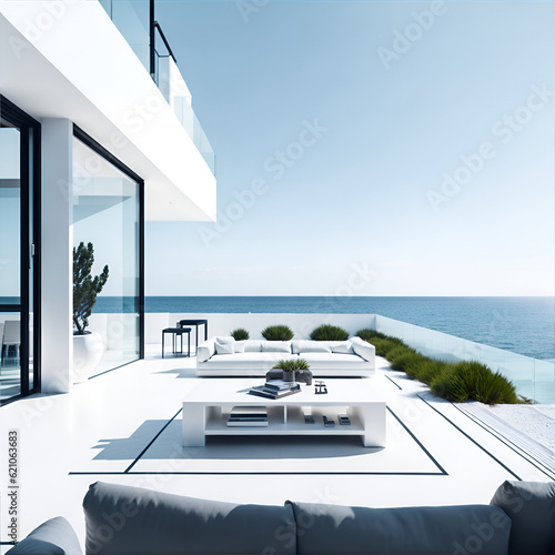 Modern minimalist luxury Villa. AI generated illustration © vector_master