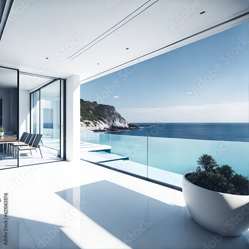 Modern minimalist luxury Villa. AI generated illustration