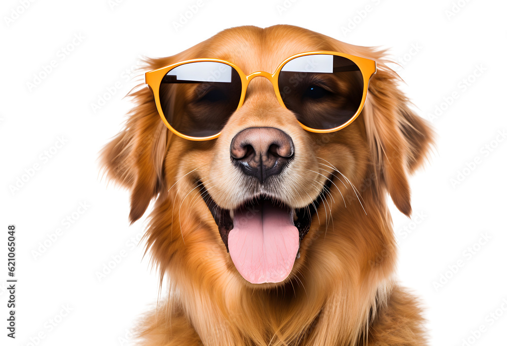 Funny dog wearing sunglasses on transparent background PNG