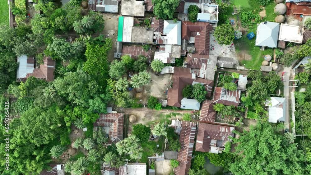 Aerial view of house in the village Aerial view of house in the village