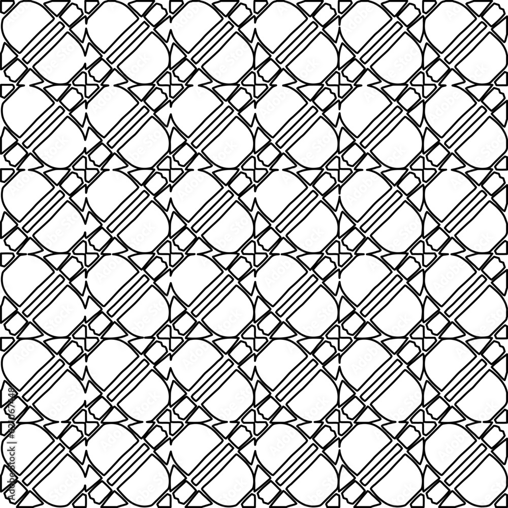 Fototapeta premium Stylish texture with figures from lines. Diagonal pattern.Abstract texture for textile, fabric, wallpaper, wrapping paper.Black and white geometric wallpaper.