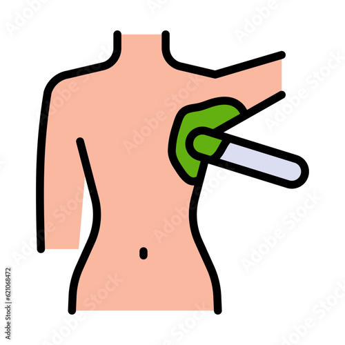 Armpit waxing color icon. Female underarm hair removal procedure. Depilation with natural hot sugar wax