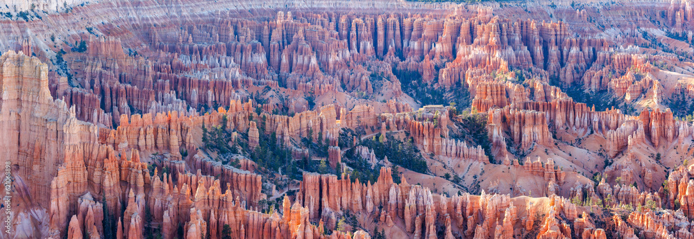 Rock formations and hoodoo’s from Bryce Canyon Overlook in Bryce Canyon National Park in Utah during spring.
Rock formations and hoodoo’s from Bryce Canyon Overlook in Bryce Canyon National Park in Utah during spring.