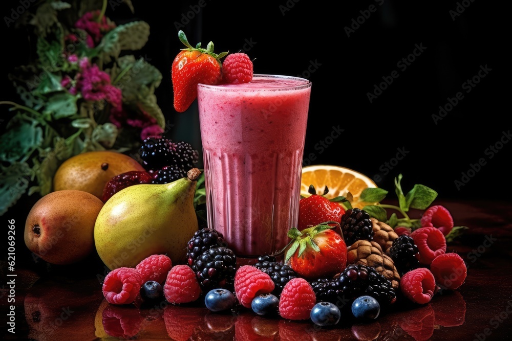 a berry and fruit smoothie, fresh fruit juice as a vegan beverage, or as part of a diet a berry and fruit smoothie, fresh fruit juice as a vegan beverage, or as part of a diet