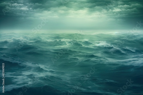 Landscape at sea that seems to be from another planet, showing the oceans depths against a hazy backdrop © 2rogan