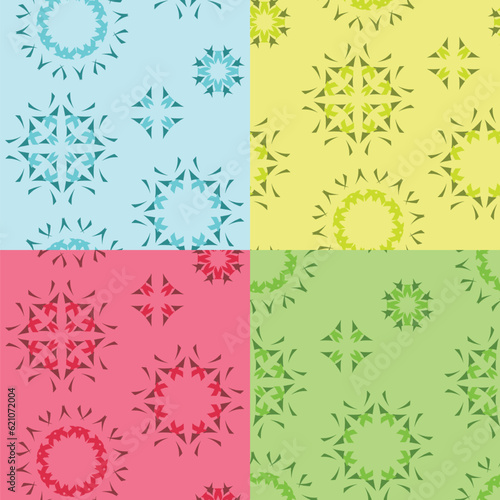 Tonal Geometric Stars, Vector Repeating Pattern Tile Set