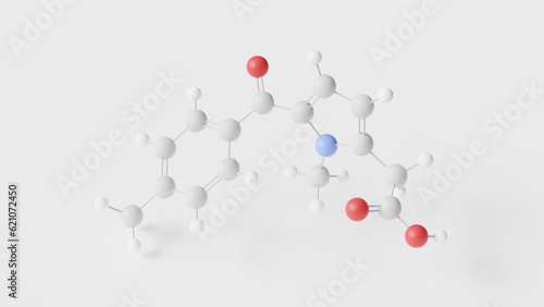 tolmetin molecule 3d, molecular structure, ball and stick model, structural chemical formula nonsteroidal anti-inflammatory drug