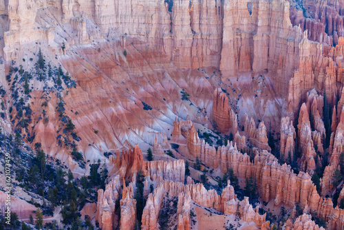 Rock formations and hoodoo’s from Bryce Canyon Overlook in Bryce Canyon National Park in Utah during spring.