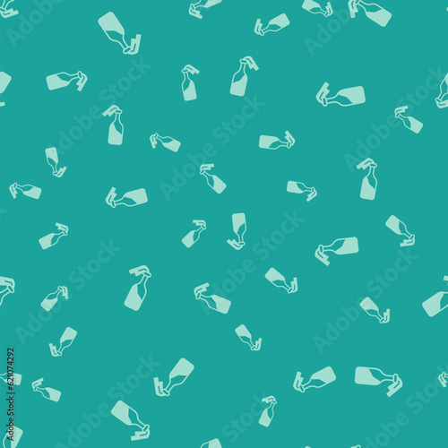 Green Cocktail molotov icon isolated seamless pattern on green background. Vector