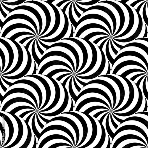 Circular Black and white optical illusion seamless pattern