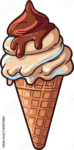 A Cartoon Chocolate Ice Cream illustration, Vector